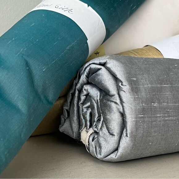 Raw Silk Fabric Remnants 1/2 - 3/4 yard cuts, Gold, Ivory, Silver, Turquoise - Picture 4 of 14